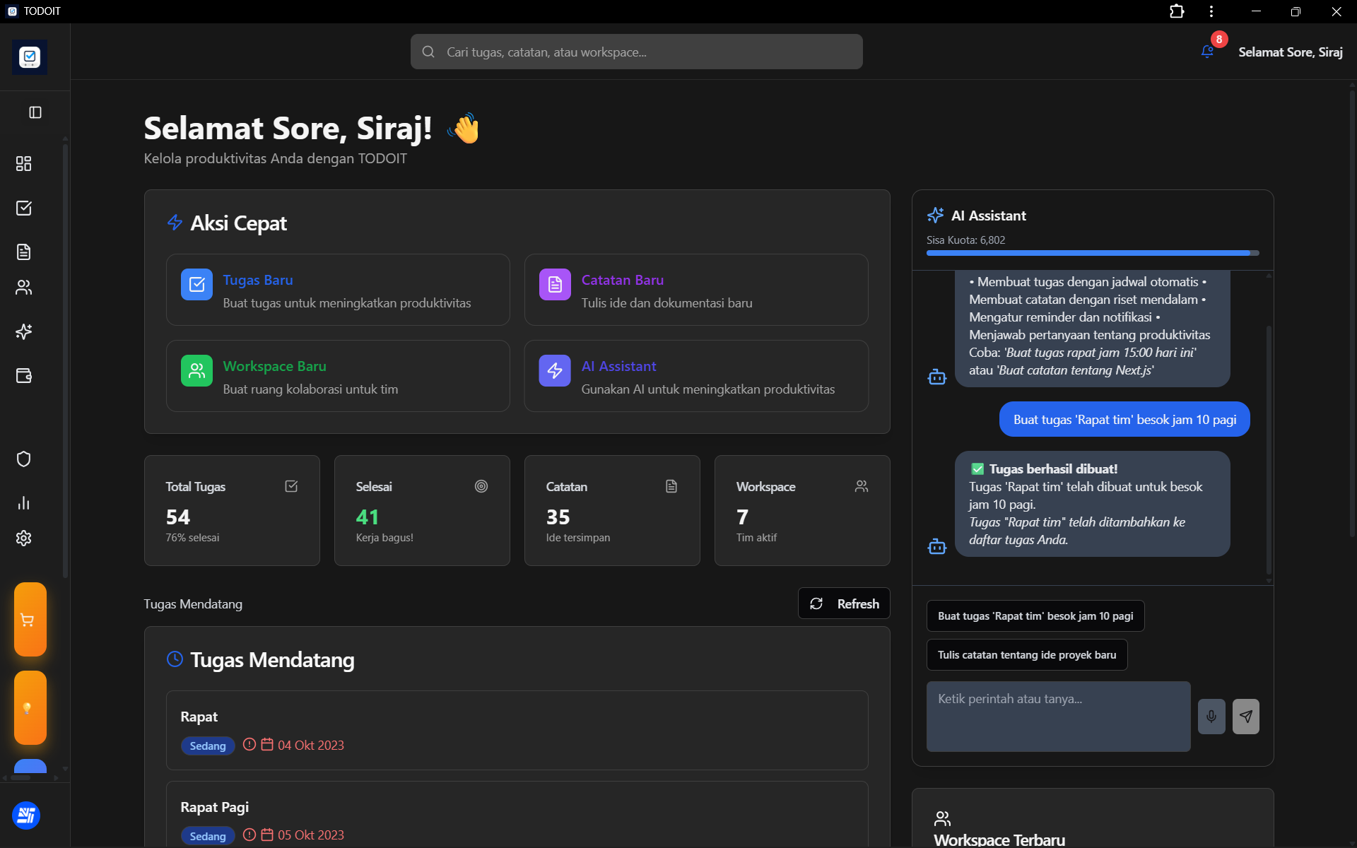 Fitur Asisten AI Desktop